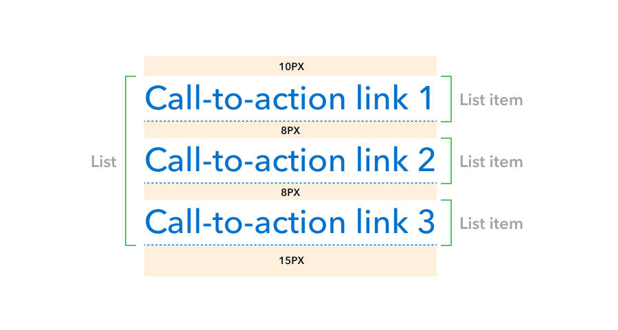 Call-to-action link spacing